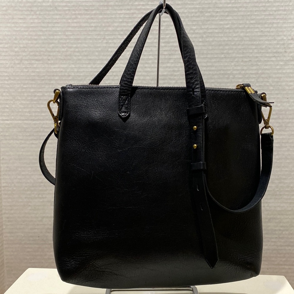 MADEWELL Black Leather Zip Top “Transport” Crossbody